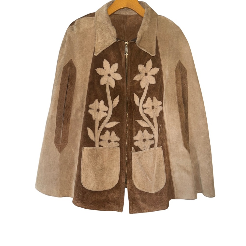Vintage Floral Suede Cape - Picture 2 of 11